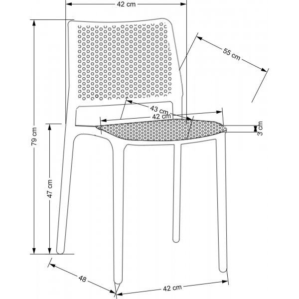 Chaise de salle  manger empilable Cadeira 514 - Noir