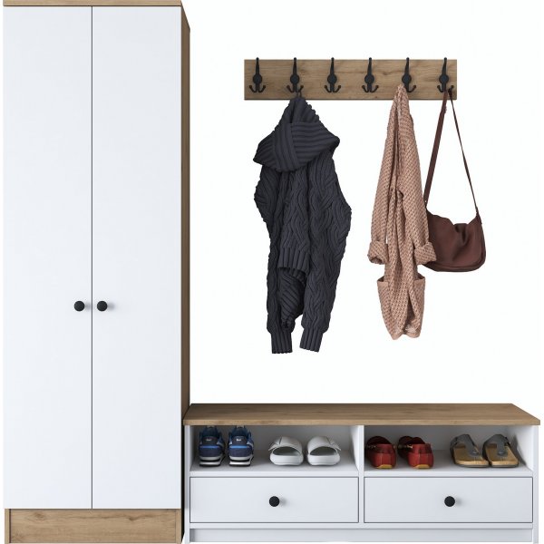 Mendy hallinredning - Vit/valnöt Mendy hallinredning - Vit/valnöt