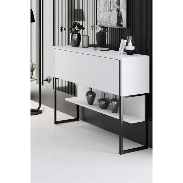 Table relief Lux 120 x 30 cm - Blanc/noir