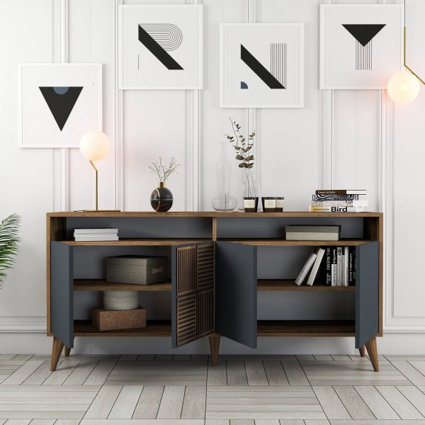 Buffet Milan 160 cm - Noyer/anthracite Buffet Milan 160 cm - Noyer/anthracite
