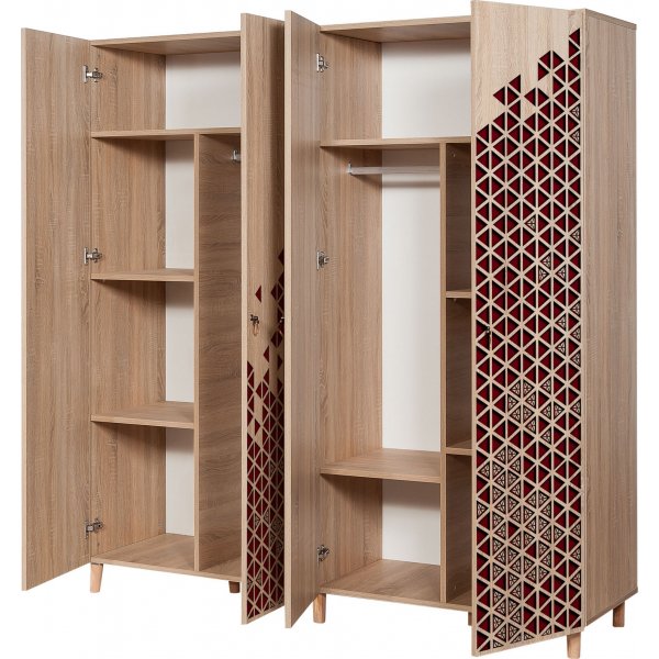 Armoire Imaj - Chne Sonoma/rouge