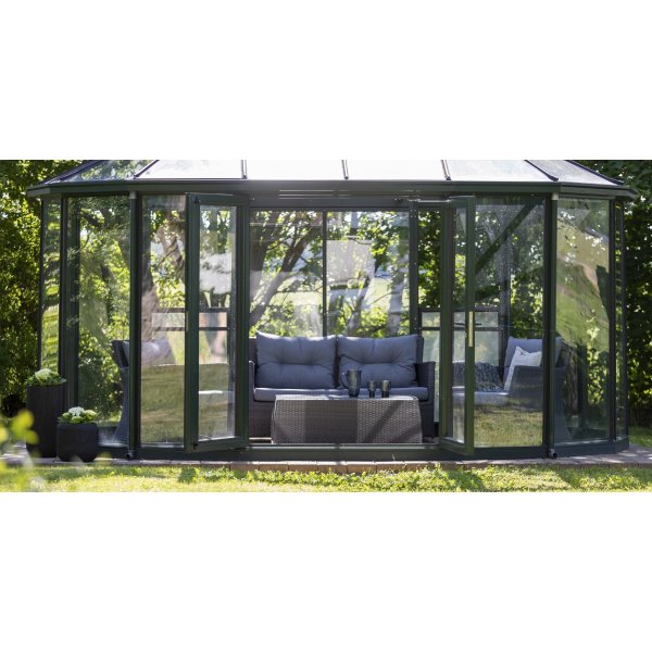 Ballingsl�v Lyx utegrupp: soffa, f�t�ljer och bord - Ljusgr� konstrotting