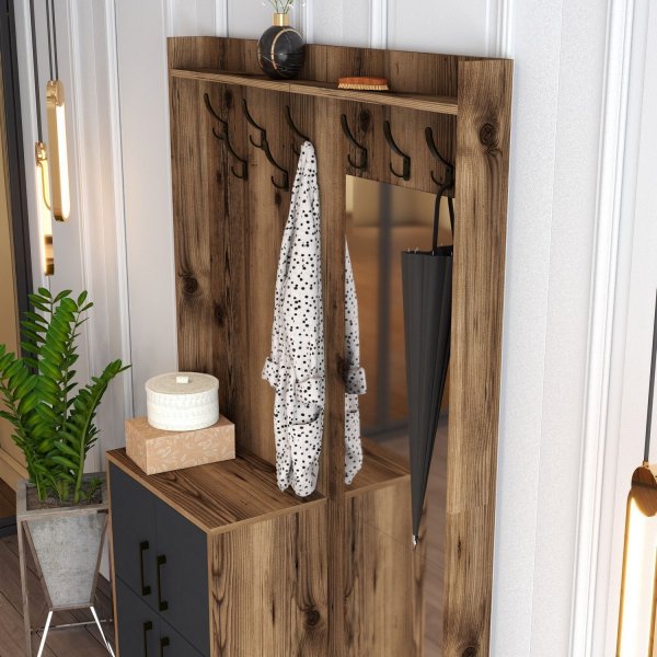 Meuble d'entrée berlinois bc - Noyer/anthracite Meuble d'entrée berlinois bc - Noyer/anthracite