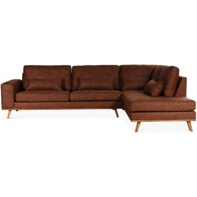 Ranger soffa med öppet avslut höger - Cognac (Läderutseende) / EK + Fläckborttagare för möbler