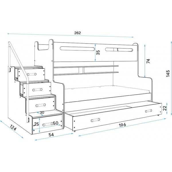 Max våningssäng med extrabädd 120 x 200 cm - Valfri färg Max våningssäng med extrabädd 120 x 200 cm - Valfri färg