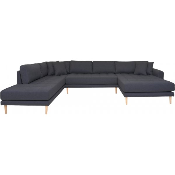 Lido U-soffa med ppen avslut - Mrkgr