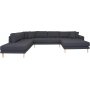 Lido U-soffa med ppen avslut - Mrkgr