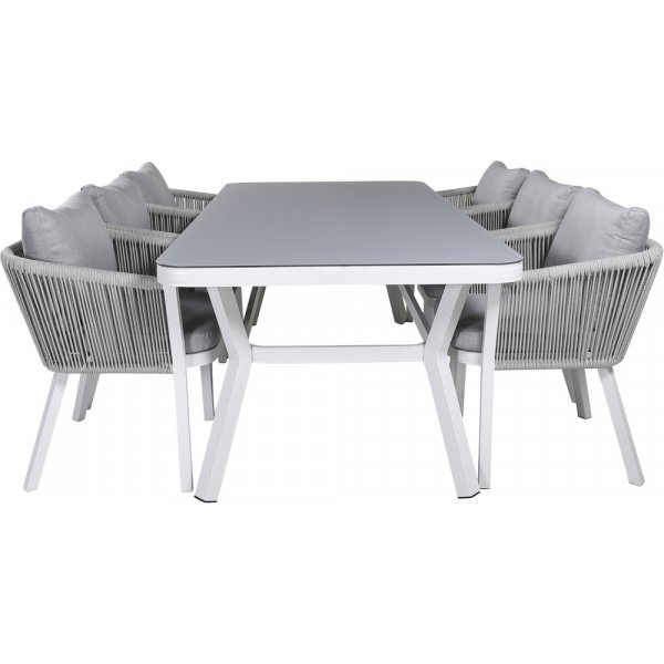 Virya utematgrupp med 6 st Virya stolar - Grå/Vit Virya utematgrupp med 6 st Virya stolar - Grå/Vit