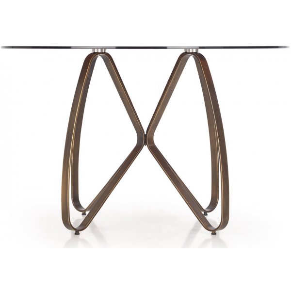 Table à manger ronde Rhonda 120 cm - Marron / Or antique Table à manger ronde Rhonda 120 cm - Marron / Or antique