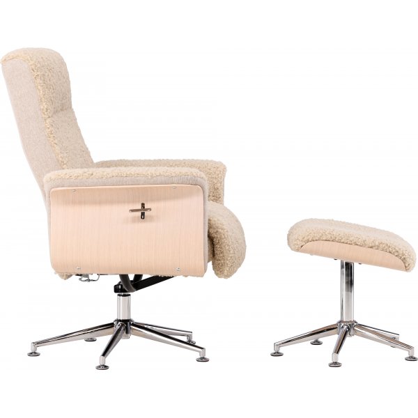 Fåtölj med fotpall - Beige / Whitewash Fåtölj med fotpall - Beige / Whitewash