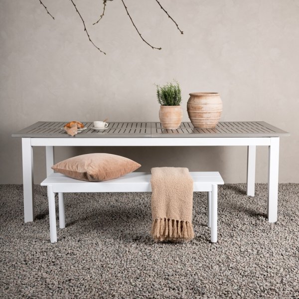 Albany matbord 224 x 100 cm - Gr/Vit