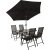 Bjurvik matgrupp; bord med 4 st stolar plus parasol By Martinsen - Svart
