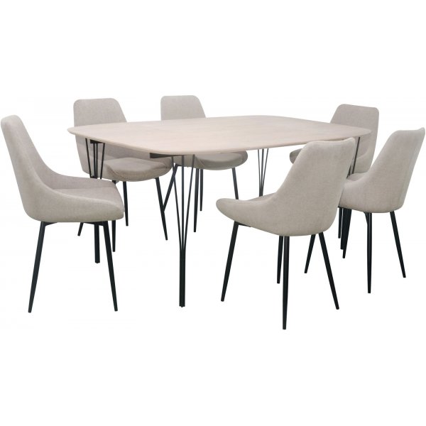 Table à manger Jar 100 cm - Placage chêne pigmenté blanc Table à manger Jar 100 cm - Placage chêne pigmenté blanc