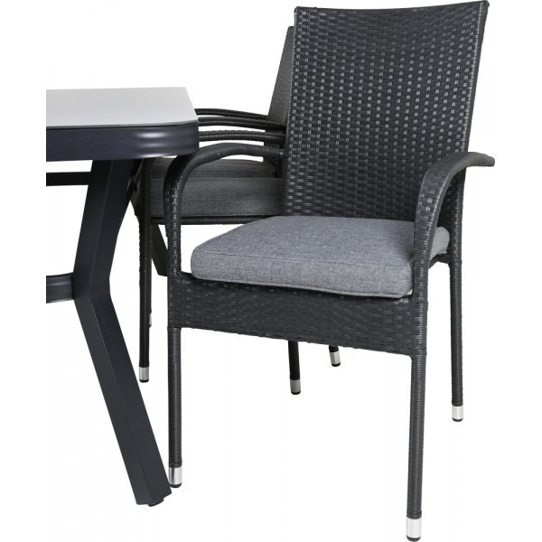 Virya utematgrupp med 6 st Anna stolar - Svart/Grå Virya utematgrupp med 6 st Anna stolar - Svart/Grå