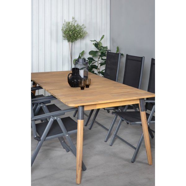 Groupe de repas extérieur Julian avec 6 chaises Break - Noir/Naturel Groupe de repas extérieur Julian avec 6 chaises Break - Noir/Naturel