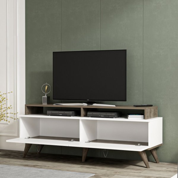 Beril TV-bänk - Valnöt/vit Beril TV-bänk - Valnöt/vit