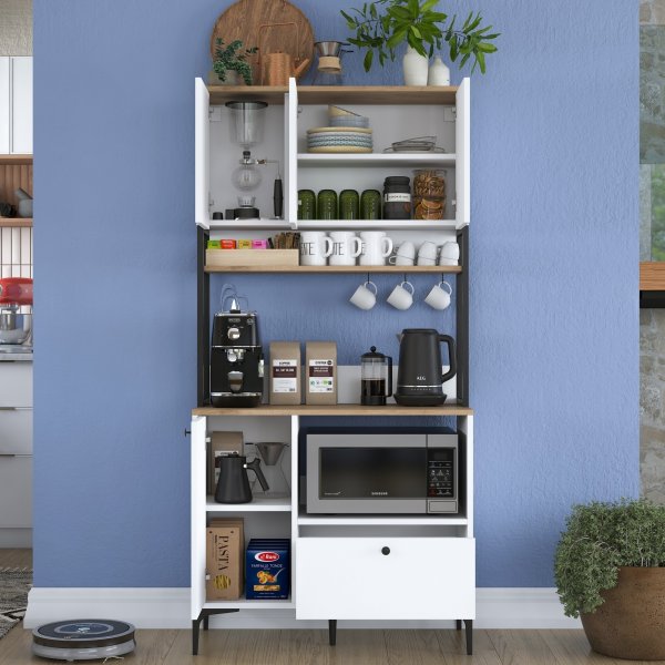 Meuble de cuisine Jericho 159 - Blanc/noyer Meuble de cuisine Jericho 159 - Blanc/noyer