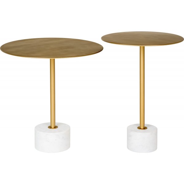 Table d'appoint ronde Lecco avec base en marbre et laiton 41 cm