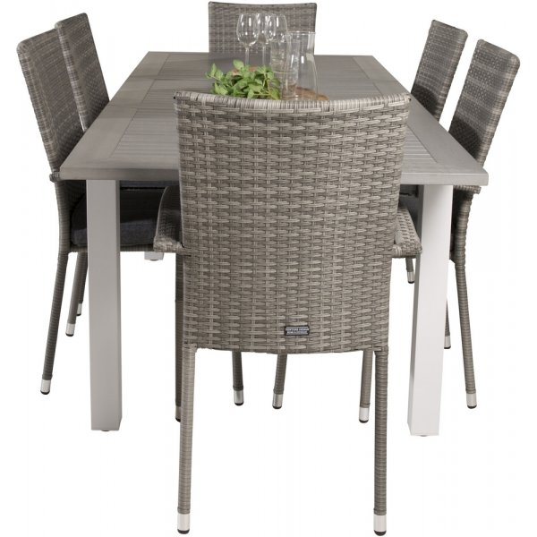 Albany utematgrupp med 6 st Anna stolar - Grå/Vit Albany utematgrupp med 6 st Anna stolar - Grå/Vit