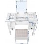 Izabel sminkbord med pall 90 x 76 cm - Vit