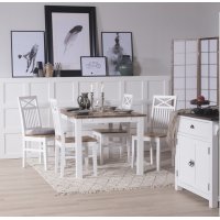 Kappelshamn matgrupp 140 cm bord vit/ek med 4 st stolar Kappelshamn matgrupp 140 cm bord vit/ek med 4 st stolar