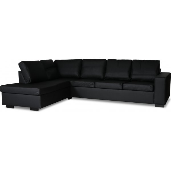 Solna soffa i lder ppet avslut A3 - Svart bonded leather + Flckborttagare fr mbler