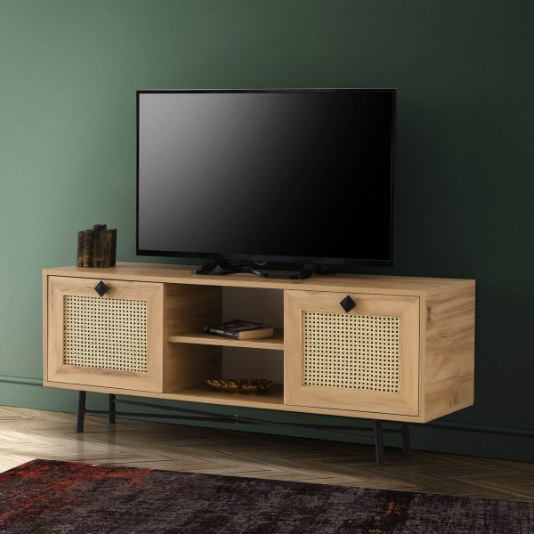 Begonya TV-bänk 140 cm - Ek/svart Begonya TV-bänk 140 cm - Ek/svart