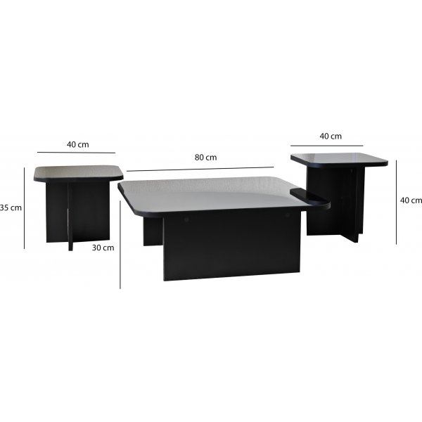 Ensemble table basse Jazz 80/40/40 x 80/40/40 cm - Noir Ensemble table basse Jazz 80/40/40 x 80/40/40 cm - Noir