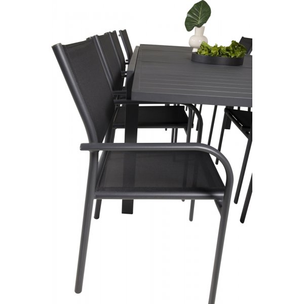 Marbella utematgrupp med 8 st Santorini stolar - Svart Marbella utematgrupp med 8 st Santorini stolar - Svart