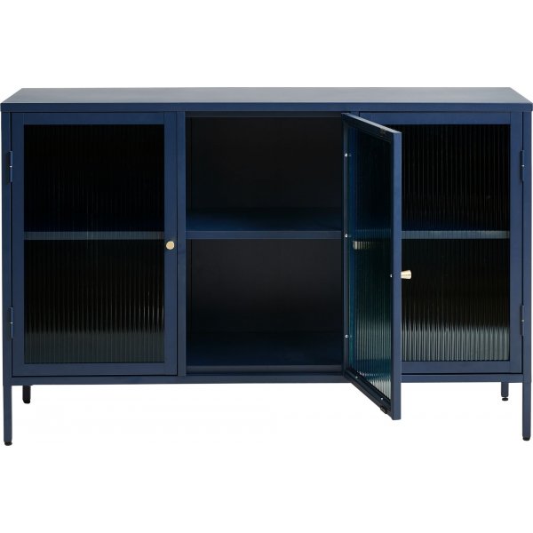 Buffet Dobb en mtal bleu fonc avec portes vitres