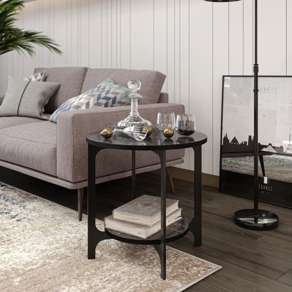 Versy sidobord 50 x 49 cm - Svart marmor