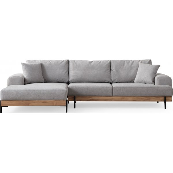 Canapé Eti divan gauche - Gris/chêne Canapé Eti divan gauche - Gris/chêne