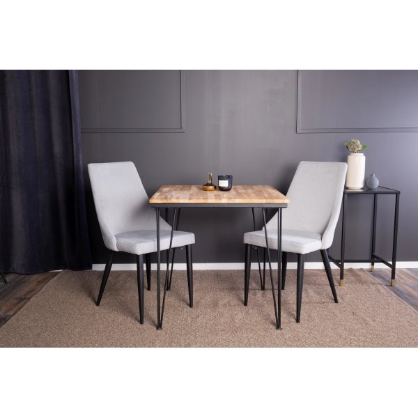 Table  manger Annelie 80 cm - Teck/noir