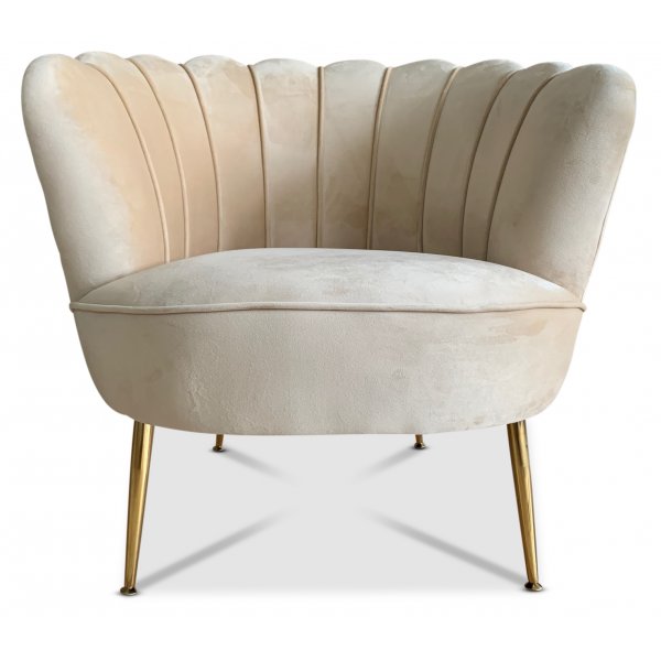 Sn�ckan f�t�lj - Beige sammet / M�ssing