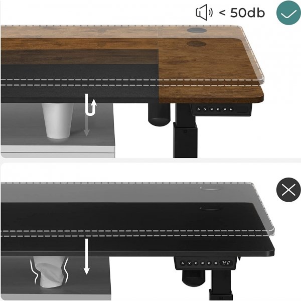 Bureau rglable en hauteur Charlene 120 x 60 cm - Marron/noir