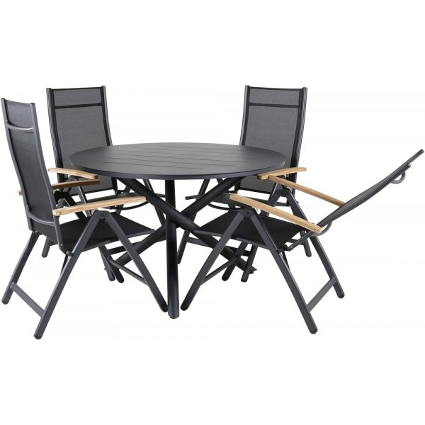 Alma utematgrupp med 4 st Panama stolar - Svart/Natur Alma utematgrupp med 4 st Panama stolar - Svart/Natur