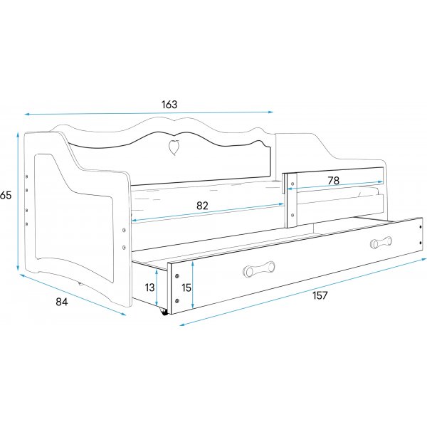 Julia barnsng med lda 80 x 160 cm - Vit