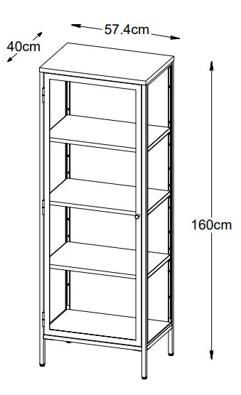 Armoire métallique noire Toddy avec porte vitrée H160 cm Armoire métallique noire Toddy avec porte vitrée H160 cm
