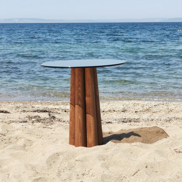 Table basse Thales 50 cm - Bronze/noyer