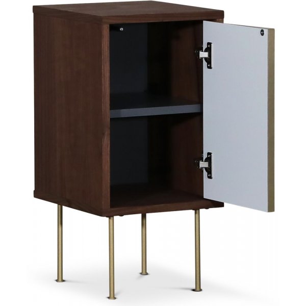 Sängbord i valnöt med dörr i mässing Sängbord i valnöt med dörr i mässing