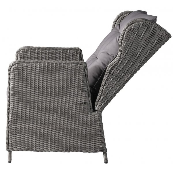 California utemöbelgrupp med recliner soffa, fåtöljer och bord - Grå konstrotting California utemöbelgrupp med recliner soffa, fåtöljer och bord - Grå konstrotting