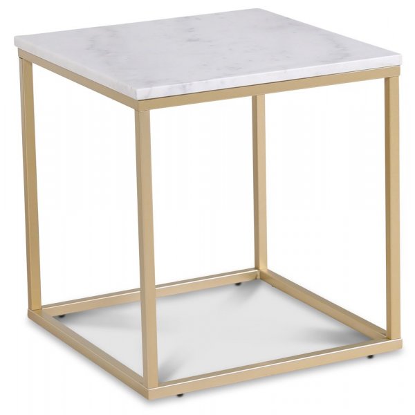 Accent soffbord 50 - Vit marmor / Matt mssing