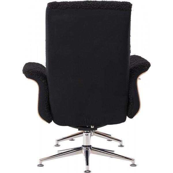 Hagn reclinerftlj med fotpall - Svart/oljad ek + Textilrengring fr mbler