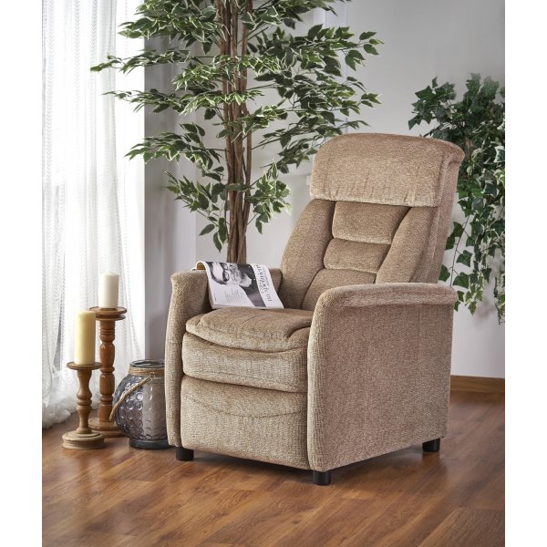Fauteuil relax Agnetha beige en tissu Fauteuil relax Agnetha beige en tissu