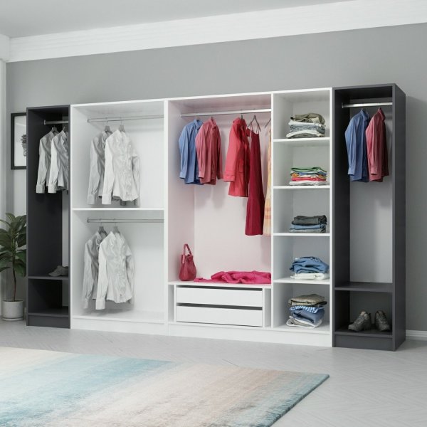 Armoire Rizada - Anthracite/blanc Armoire Rizada - Anthracite/blanc
