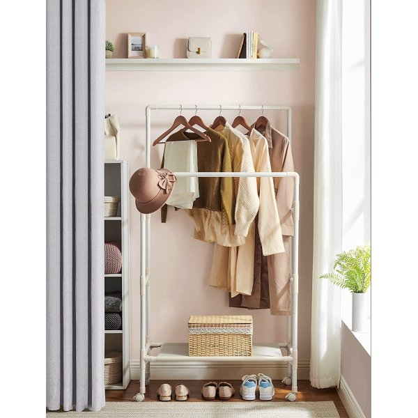 Emmanuel kldstllning p hjul - Vit