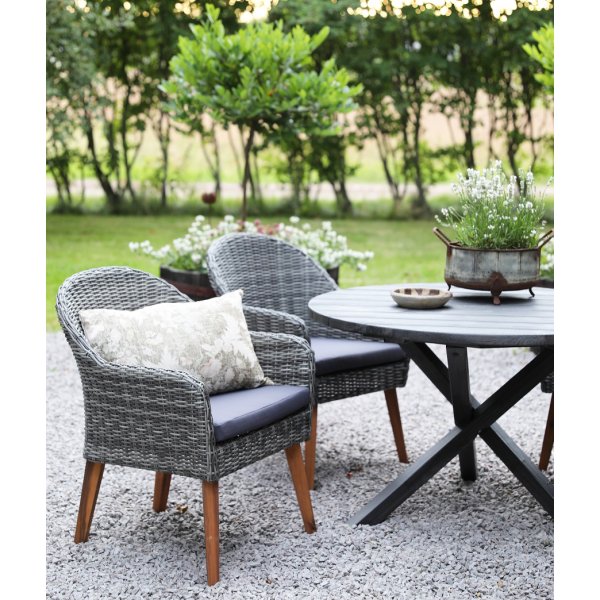 Matgrupp Mercury: Scottsdale runt bord i Shabby Chic gr inklusive 4 st Valetta ftljer i gr konstrotting