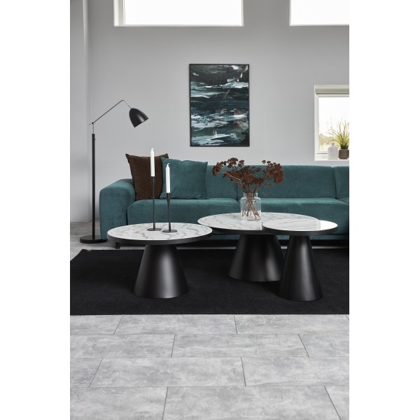 Soli soffbord Ø45 cm - Vit marmor/svart Soli soffbord Ø45 cm - Vit marmor/svart
