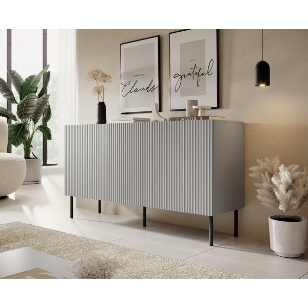 Asensio dressoir - Lichtgrijs/zwart