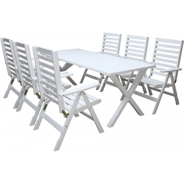 Table de groupe d'extrieur Scottsdale 190 cm avec 6 chaises Bstad - Blanc